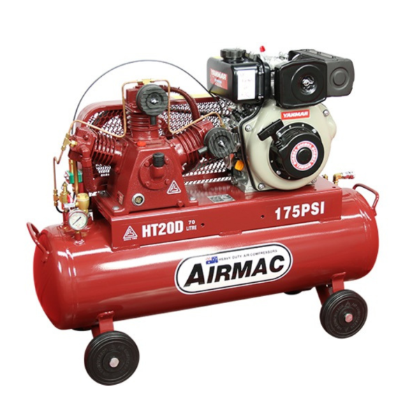 Airmac Yanmar Diesel Air Compressor 70ltr Pull Start 175psi - HT20D