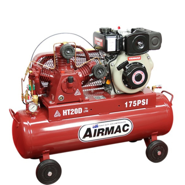 Airmac Yanmar Diesel Air Compressor 70ltr Electric Start 175psi - HT20D ES