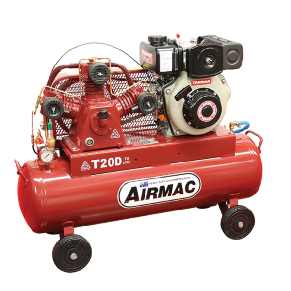Airmac Yanmar Diesel Air Compressor 70ltr Pull Start - T20D