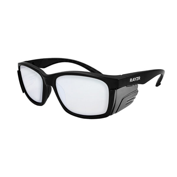 Rayzr Safety Glasses with microfibre bag - Black Frame with ClearLens UV380
