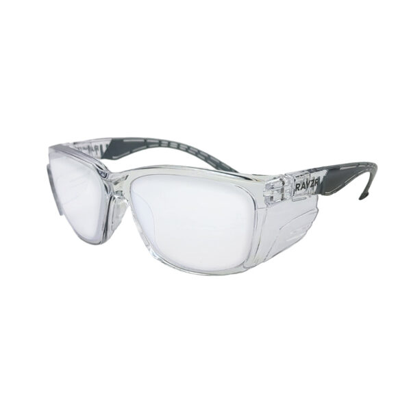 Rayzr Safety Glasses with microfibre bag - Clear Frame with ClearLens UV380